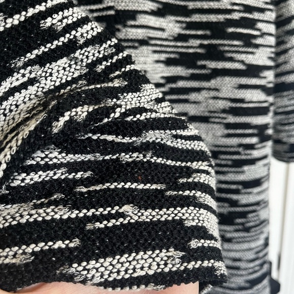 Jenni Kayne Open Front Knit Cotton Sweater Jacket Marled Black and White Small - Picture 5 of 5